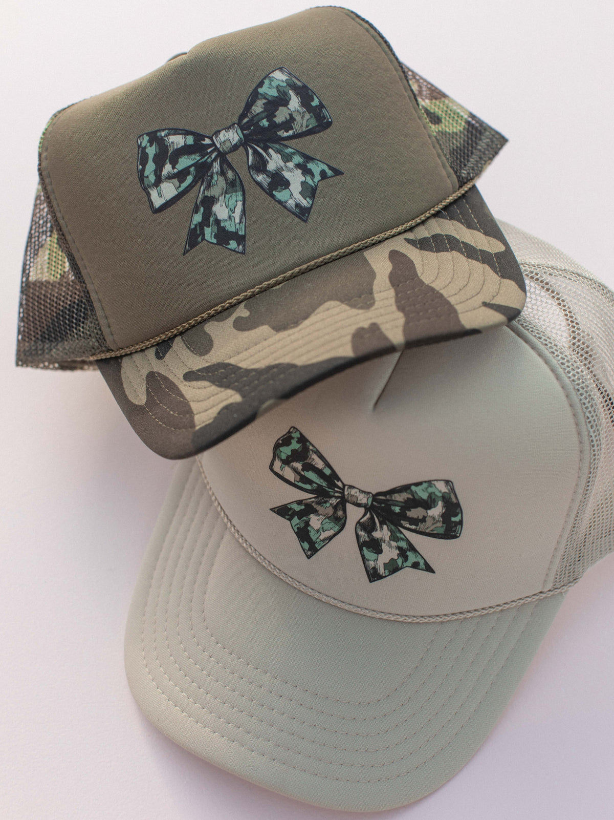 Camouflage Bow Trucker Hat- Khaki